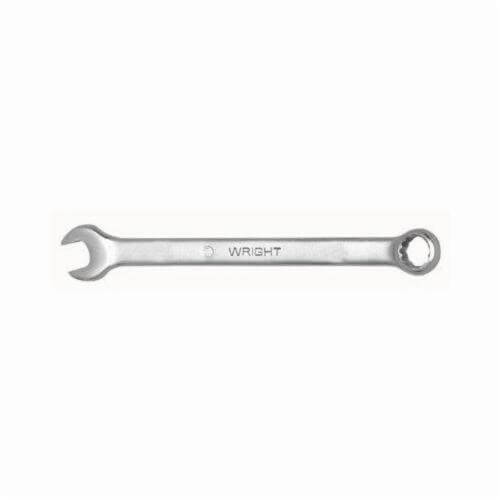 WrightGrip™ 1114 Flat Stem Combination Wrench, 7/16 in, 12 Points, 15° Offset, 6-1/2 in OAL, Satin, ASME B107.100