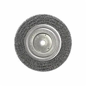 Weiler® 01125 Narrow Face Wheel Brush, 6 in dia Brush, 1/2 in W Face, 0.014 in dia Crimped Filament/Wire, 1/2 to 5/8 in Arbor Hole