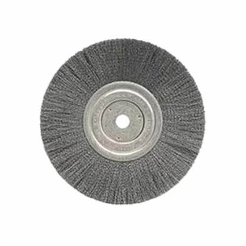 Weiler® 01175 Narrow Face Wheel Brush, 8 in dia Brush, 3/4 in W Face, 0.014 in dia Crimped Filament/Wire, 5/8 in Arbor Hole