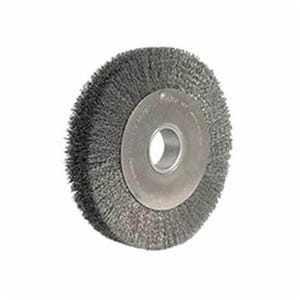 Weiler® 03180 Wide Face Wheel Brush, 10 in dia Brush, 2 in W Face, 0.0104 in dia Crimped Filament/Wire, 2 in Arbor Hole