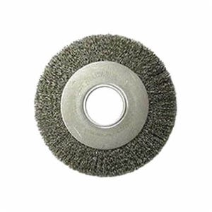 Weiler® 06120 Medium Face Wheel Brush, 8 in dia Brush, 1 in W Face, 0.014 in dia Crimped Filament/Wire, 2 in Arbor Hole