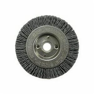 Weiler® 31094 Nylox® Narrow Face Wheel Brush, 3 in dia Brush, 3/8 in W Face, 0.04 in dia Crimped/Round Filament/Wire