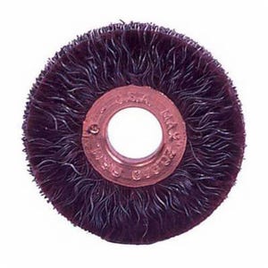 Weiler® 35293 Polyflex® Encapsulated Small dia Wheel Brush, 1-1/4 in dia Brush, 3/16 in W Face, 0.008 in dia Crimped Filament/Wire