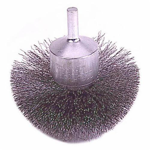 Weiler® 96705 Circular Flared End Brush, 4 in dia Brush, Crimped, 0.008 in dia Filament/Wire, Stainless Steel Fill
