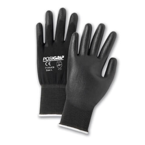 PIP® PosiGrip™ 713SUCB/XL Unisex General Purpose Gloves, Coated/Work, Full Finger/Seamless Style, XL, Polyurethane Palm, Nylon, Black