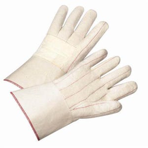 PIP® 7900BLG Heavyweight Welding Gloves, L, Cotton, Off-White/Natural, Burlap Lining, Gauntlet Cuff, 12-1/2 in L