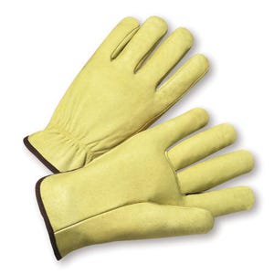 PIP® 994/M Unisex General Purpose Gloves, Drivers/Work, Gunn Cut/Straight Thumb Style, M, Tough Grain Pigskin Leather Palm