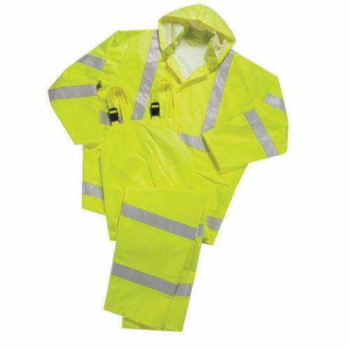 PIP® WW4033P/3XL Viz™ 3 pc Rain Bib Overall, 3XL, Fluorescent Lime Green, Polyester Oxford/Polyurethane, 63 in Chest, 32 in L Inseam