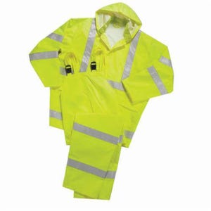 PIP® WW4033P/3XL Viz™ 3 pc Rain Bib Overall, 3XL, Fluorescent Lime Green, Polyester Oxford/Polyurethane, 63 in Chest, 32 in L Inseam