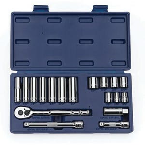 Williams® JHW50664 Socket and Drive Tool Set, Supertorque®, Imperial, 3/8 in Drive, Pear Head Shape, 6, 12 Points, 18 pc