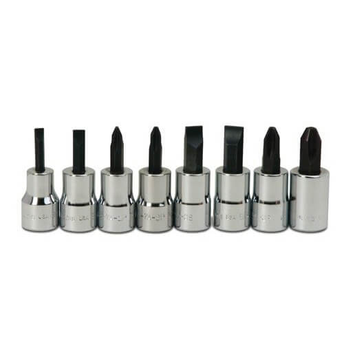 Williams® Socket Driver Bit Set, Imperial, 8 pc, 3/8 in Drive, Polished Chrome