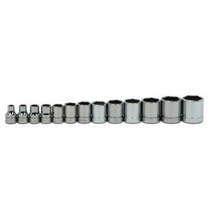 Williams® Socket Set, Supertorque®, Imperial, 13 pc, 6 Points, Included Socket Size: 1/4 in, 3/8 in Drive, Clip Rail, Polished Chrome
