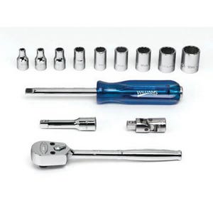 Williams® Socket and Drive Tool Set, Supertorque®, Imperial, 1/4 in Drive, 6, 12 Points, 13 pc, Sockets Included: Yes, Chrome Vanadium Steel
