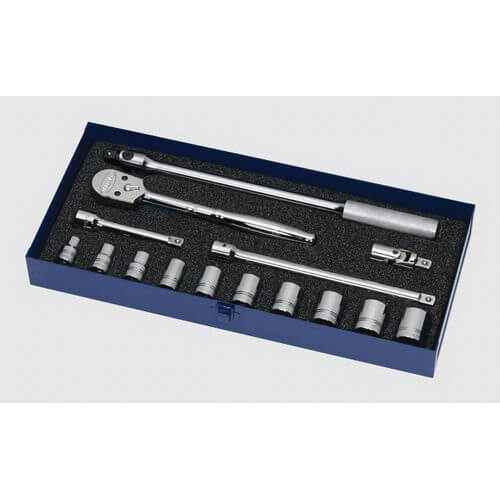 Williams® WSS-15F Supertorque® Socket and Drive Tool Set, 15 pc, Chrome Vanadium Steel