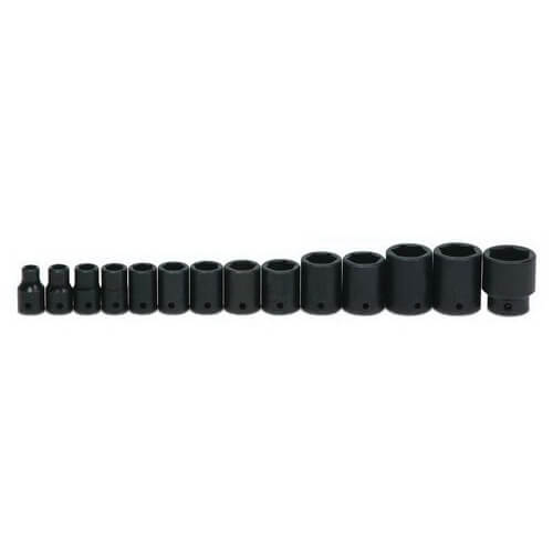 Williams® JHWWS-4-14 Impact Socket Set, Supertorque®, Imperial, 14 pc, 6 Points, Included Socket Size: 3/8 in, 1/2 in Drive