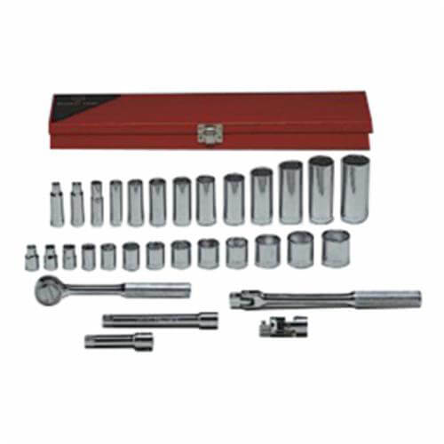 Wright® 339 Socket Set, Imperial, 6 Points, 3/8 in Drive, 31 pc
