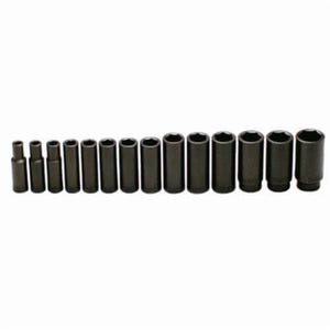Wright® 407 Impact Socket Set, Imperial, 6 Points, 1/2 in Drive, 14 pc, Included Socket Size: 3/8 to 1-1/4 in