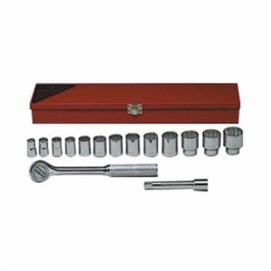 Wright® 417 Socket Set, Imperial, 12 Points, 1/2 in Drive, 15 pc