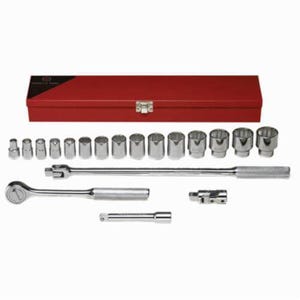 Wright® 422 Socket Set, Imperial, 12 Points, 1/2 in Drive, 19 pc