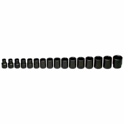 Wright® 466 Impact Socket Set, Metric, 6 Points, 1/2 in Drive, 16 pc, Included Socket Size: 10 to 27 mm
