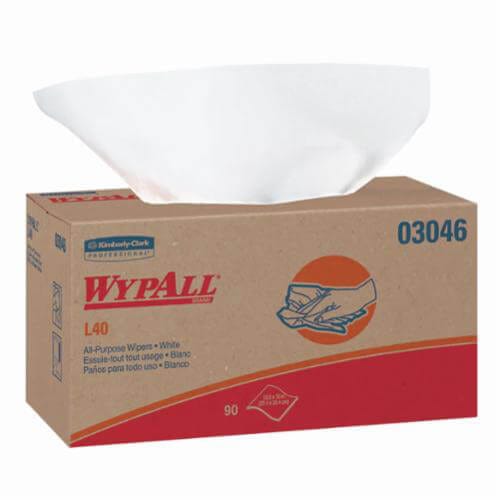 WypAll* 03046 L40 America's Favorite General Purpose Disposable Wiper, 10.8 x 10 in, 90 Wipes Capacity, Double Re-Creped, White
