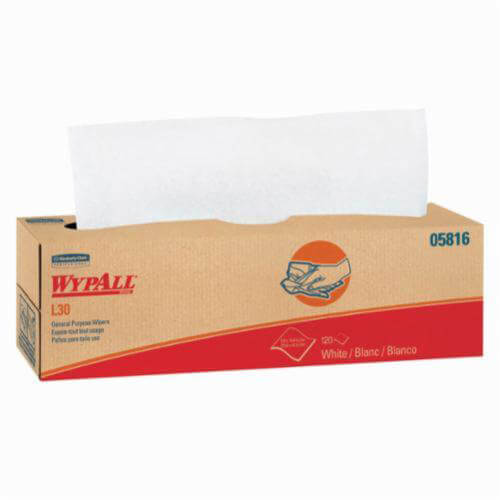 WypAll* 05816 L30 Exceptional Performance General Purpose Wiper, 16.4 x 9.8 in, 120 Sheets Capacity, Double Re-Creped, White