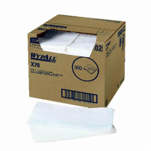 WypAll* 05925 X70 Foodservice Towel, 23-1/2 x 12-1/2 in, 300 Sheets Capacity, Hydroknit* with Blue Stripe, White