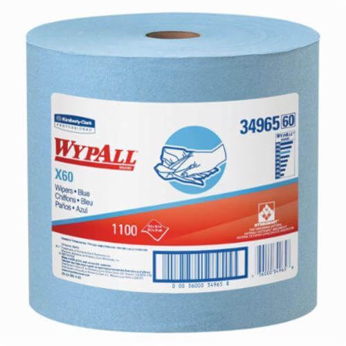 WypAll* 34965 X60 Lightweight General Purpose Wiper, 13.4 x 12.5 in, 1100 Sheets Capacity, Hydroknit*, Blue