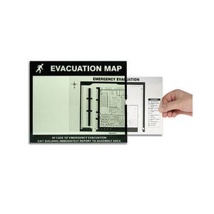 Accuform® DTA202 Evacuation Map Holder, 8-1/2 x 11 in Insert, 0.04 in PolyCarbonate Face/Photo-Luminescent Plastic Back