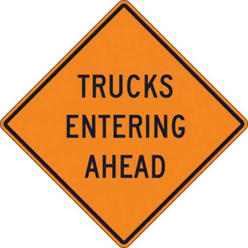 Accuform® FRK261HP Rigid Construct Ion Sign: TRUCKS ENTERING HIGHWAY