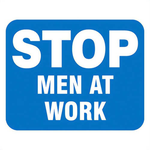 Accuform® FRR362BU Railroad Clamp Sign: STOP - MEN AT WORK