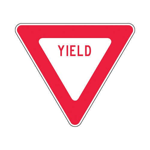 Accuform® FRR425HP Traffic Sign, Text Legend, Legend: YIELD (MUTCD R1-2), 0.08 in Aluminum, Post/Fence Mounting, 30 in Height, 30 in Width