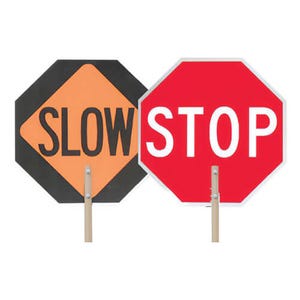 Accuform® PADDLE SIGN: STOP/SLOW 18 in HANDLE (FSP183)