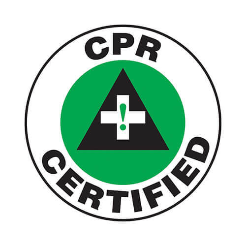 Accuform® LHTL115 Hard Hat Sticker, 2-1/4 in Length, 2-1/4 in Width, CPR CERTIFIED Legend, Adhesive Vinyl