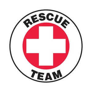 Accuform® LHTL159 Hard Hat Sticker, 2-1/4 in Length, 2-1/4 in Width, RESCUE TEAM Legend, Adhesive Vinyl