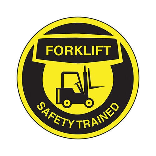 Accuform® LHTL336 Hard Hat Sticker, 2-1/4 in Length, 2-1/4 in Width, FORKLIFT SAFETY TRAINED Legend, Adhesive Vinyl