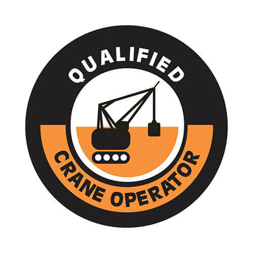 Accuform® LHTL352 Hard Hat Sticker, 2-1/4 in Length, 2-1/4 in Width, QUALIFIED CRANE OPERATOR Legend, Adhesive Vinyl