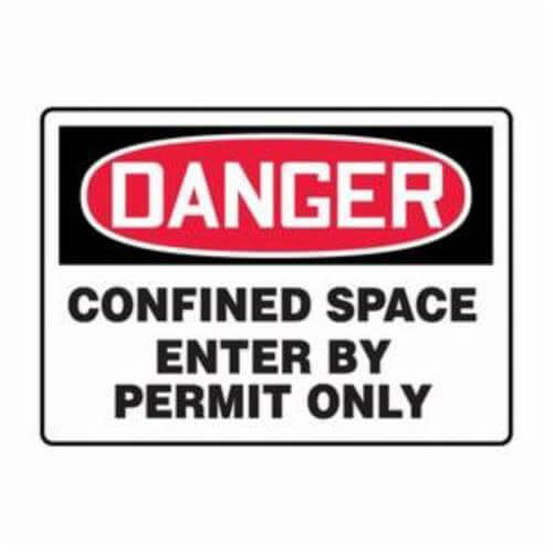 Accuform® MCSP134XV Danger Sign, Header: DANGER, Text Legend: CONFINED SPACE ENTER BY PERMIT ONLY, 6 mil Adhesive Dura-Vinyl™