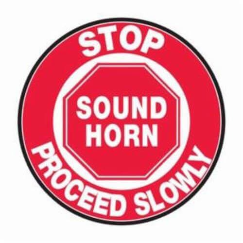 Accuform® MFS705 Floor Sign, Series: Slip-Gard™, Header: NO Header, Text Legend: STOP SOUND HORN PROCEED SLOWLY