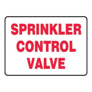 Accuform® MFXG546XV Safety Sign: SPRINKLER CONTROL VALVE