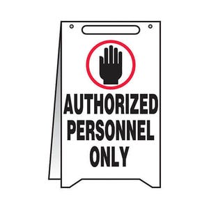 Accuform® PFR229 Floor Sign, Series: Fold-Ups®, Text Legend, Legend: AUTHORIZED PERSONNEL ONLY, High Impact Plastic, 20 in Height, 12 in Width