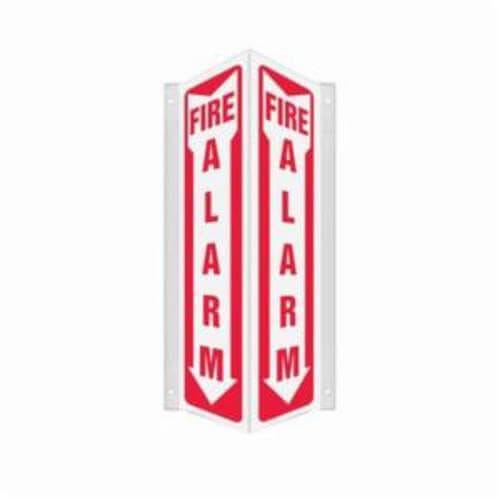 Accuform® PSP328 Projection Sign, 3D, Header: NO HEADER, Legend: FIRE ALARM (ARROW DOWN), 0.1 in Plastic, 18 in Height, 4 in Width