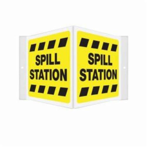 Accuform® PSP379 Projection Sign, 3D V-Shaped, Header: NO HEADER, Text Legend: SPILL STATION, 6 in H x 5 in W