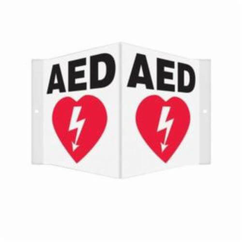 Accuform® PSP609 Projection Sign, 3D, Header: NO HEADER, Legend: AED, 0.1 in Plastic, 6 in Height, 5 in Width