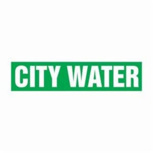 Accuform® RPK215SSA Pipe Marker, CITY WATER Legend, White/Green, Fits Pipe dia: 3/4 to 1-1/4 in, Vinyl, Self-Sticking Mount
