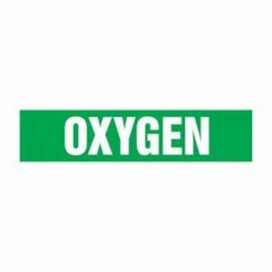 Accuform® RPK553SSB Pipe Marker, OXYGEN Legend, White/Green, Fits Pipe dia: 1-1/2 to 2 in, Vinyl, Self-Sticking Mount