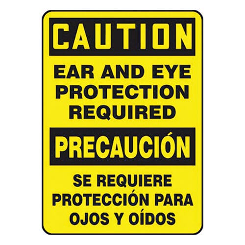 Accuform® BILINGUAL OSHA CAUTION Safety Sign: EAR (SBMPPA608XT)