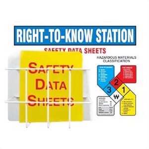 Accuform® SHZRS347 HAZ-COM/GHS SDS Centers Right-to-Know Station, Spanish