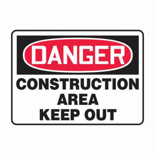 Accuform® MADM014VP Safety Sign, DANGER CONSTRUCTION AREA KEEP OUT, 10 in x 14 in, Plastic
