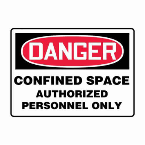 Accuform® MCSP141VA Safety Sign, DANGER CONFINED SPACE AUTHORIZED PERSONNEL ONLY, 10 in x 14 in, Aluminum
